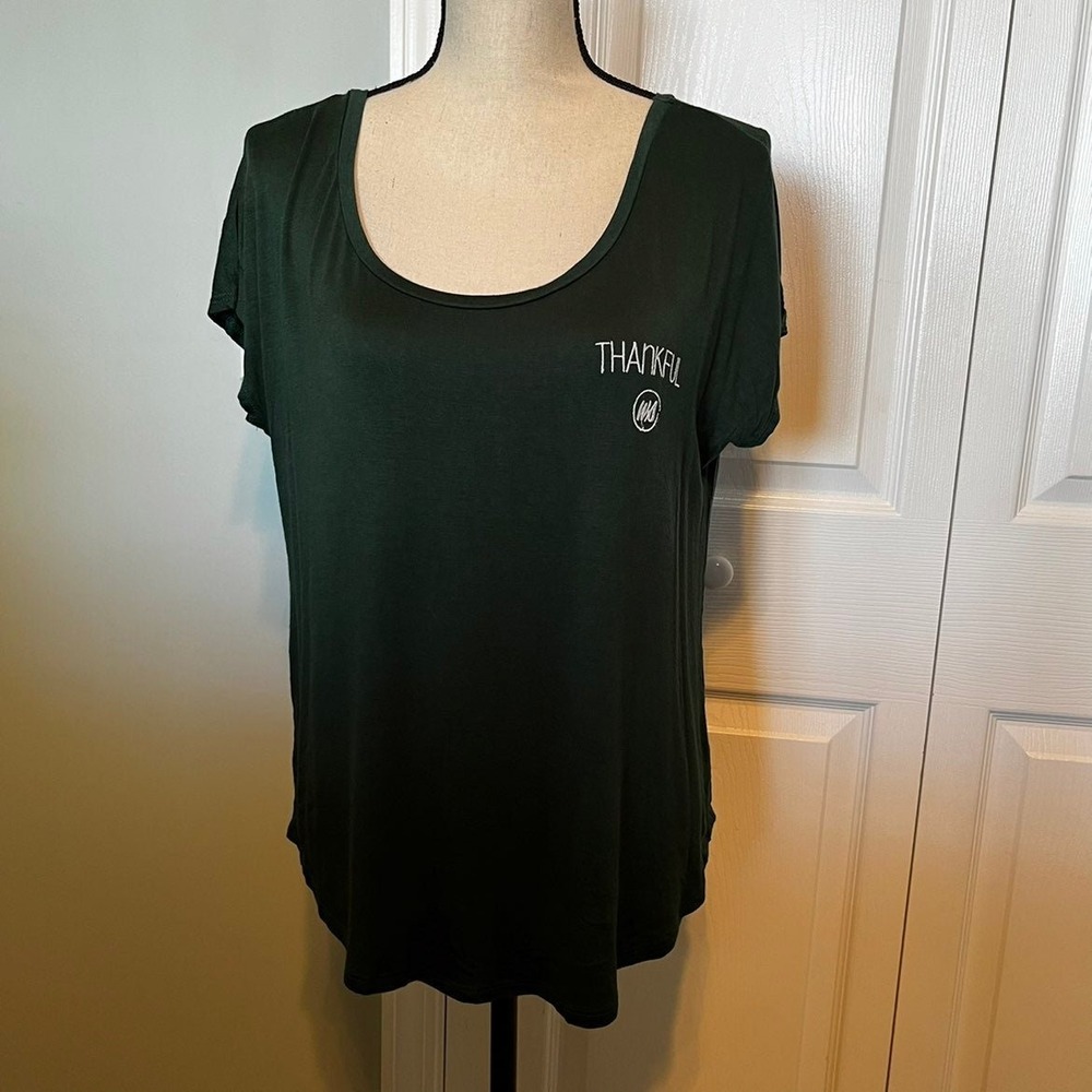 Wet Seal green scoop neck THANKFUL t-shirt ONE SIZE (see measurements for fit)